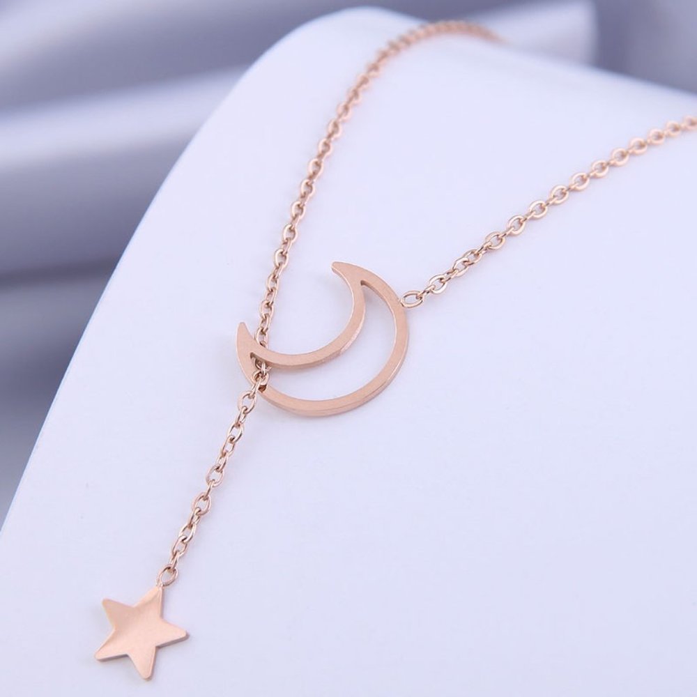 Star and moon necklace - Stainless Steel